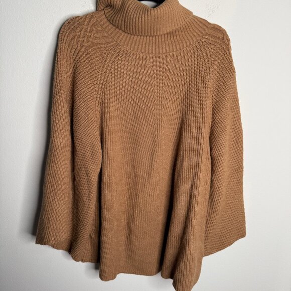 Anthropologie Women's Tan Kali Turtleneck Poncho Sweater - Size M/L Medium/Large - Picture 3 of 7